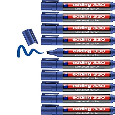 Imagen de Rotulador edding marcador permanente 330 azul punta biselada 1 5 mm recargable