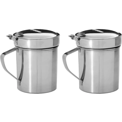 Imagen de CUPERINOX Aceiteras para Aceite Usado Grasera Acero Inoxidable 550ML con Filtro Metálico Recipiente de Cocina y Grasa Metálica 2Uds