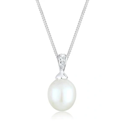 Imagen de Elli DIAMONDS Collar Mujeres con Perlas de Agua Dulce y Diamante (0,04 ct.) en Plata Ley 925