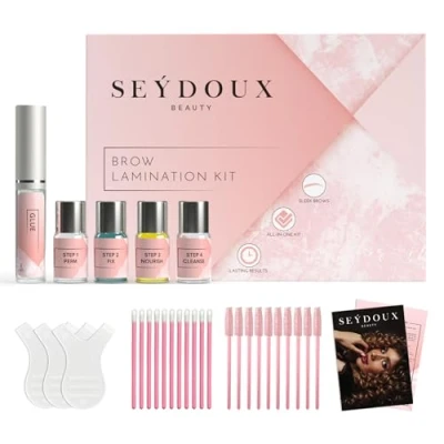 Imagen de SEYDOUX BEAUTY Kit de Laminado Cejas DIY Brow Lamination Set Lifting con Ricino, Aceite Oliva, Vitamina K Resultados Profesionales desde Casa: Vegano, Libre Crueldad