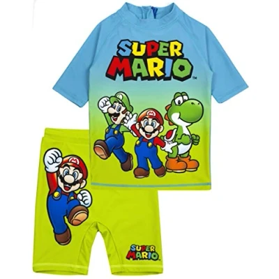 Imagen de Super Mario Traje de baño Boys UV50 Sol Safe Dos Piezas Top &amp; Shorts Disfraz 7 8 años