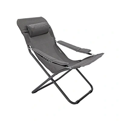 Imagen de HOMECALL Silla de camping plegable con respaldo ajustable textileno 2 x 1, gris