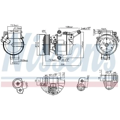 Imagen de NISSENS 890948 Compresor de Aire Acondicionado DKV09Z 12 PAG 46 R 134 a