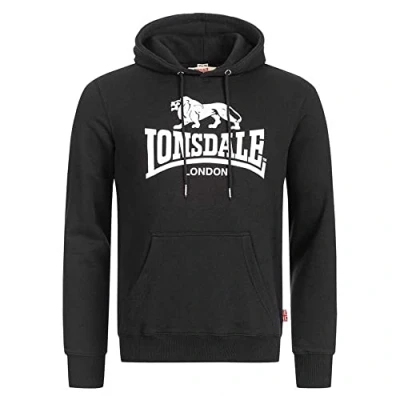 Imagen de Lonsdale Sudadera con capucha para hombre de corte estrecho FREMINGTON, blanco/negro, XL