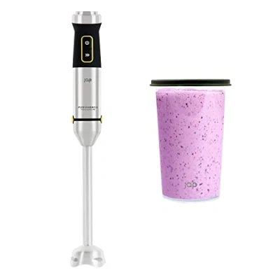Imagen de JAP Batidora de Mano 1200 W Pie Mezcla Extra Largo Contenedor Almacenamiento Alimentos 21 Velocidades con Turbo Acero Inoxidable/Negro