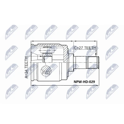 Imagen de NTY NPW HD 029 Junta Homocinética lado de engranaje, Eje delantero, izquierda HONDA: ACCORD 8