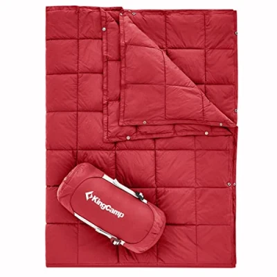Imagen de KingCamp Manta de Camping con Botón,Ultraligera, Cálida, Viaje Bolsa Transporte Integrada,Impermeable,Multifuncional,para Camping,Viajes,Avión,Interior o Exterior,Pesca,Casa,Sofa