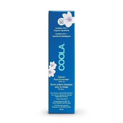 Imagen de Coola Classic Loción solar facial SPF 50, 70% + hidratante orgánico diario protector solar, vegano y sin parabenos, té blanco natural, 50 ml