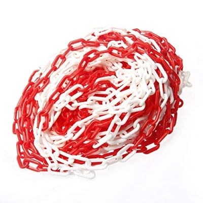 Imagen de TOPWAY Barrera de Cadena Plástico 50 Metros, 6mm x 50m Alta Visibilidad Blanco y Rojo para Advertencia Seguridad Espacio Estacionamiento, Control Multitudes, Tráfico, Fila Colas 363065