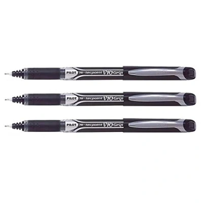 Imagen de PILOT Hi Tec V10 Bolígrafo de punta aguja (3 unidades), color negro