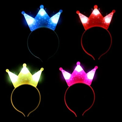 Imagen de Diadema con luces LED, diseño de princesas, corona y estrella, color rosa