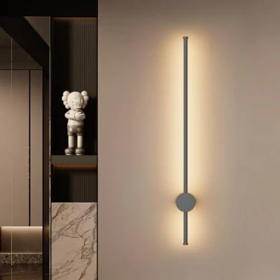Imagen de Klighten LED Lámpara de Pared Larga Interior, 80CM/24W Aplique Moderna Cama, IP65 Aluminio Luz Exterior, para Dormitorio/Escalera, Blanca Cálida 3000K, Gris oscuro
