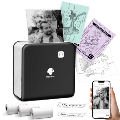 Imagen de Phomemo Impresora Portatil, Mini para Movil M02 Pro 300 dpi Termica Portatil Pequeña con 3 Rollos de Papel Fotos Aprender, Notas Estudio,Imágenes