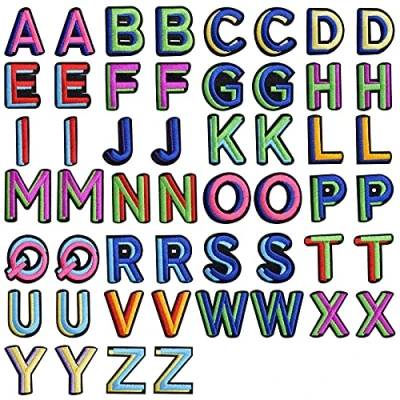 Imagen de 52 Parches Bordados, Letras a Z Apliques Termoadhesivos DIY Coser o Planchar la Ropa, Decorativos de Reparación Patch Sticker para Bolsas