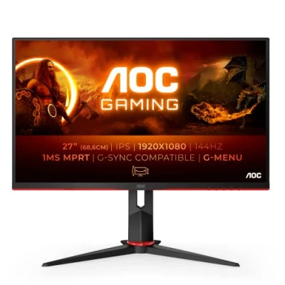 Imagen de AOC Gaming 27G2: monitor FHD de 27 pulgadas, 144 Hz, 1 ms (1920 x 1080, HDMI, DisplayPort, Free Sync), negro/rojo