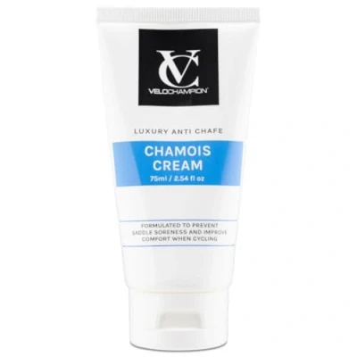 Imagen de VeloChampion Crema Antirozaduras Lujosa para Ciclismo y Carrera Badana de Vegana Hombres Mujeres Reduce Fricción en Muslos Pies (75ml)