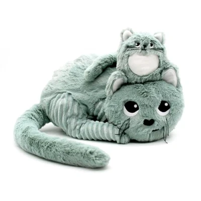 Imagen de Les Déglingos PTIPOTOS Miaou Le Gato Maman Bebé Peluche Totalmente Suave Nacimiento Verde Menta 33 cm