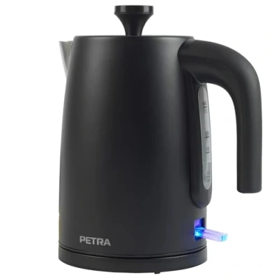 Imagen de Petra PT5632MBLKVDE Tetera eléctrica rápido, Ventana con indicador del Nivel de Agua, Filtro antical, Sensor hervido en seco, Controlador Strix, Base giratoria, 1,7 l, 3000 W, Negra, Plastic, Black