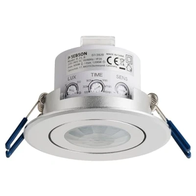 Imagen de SEBSON® Detector de Movimiento Empotrable, Interior, LED Adecuado, Montaje en Techo, programable, Sensor Infrarrojos, Alcance 3 8m / 360, orientable