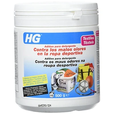 Imagen de HG Aditivo para Detergente Contra los Malos Olores en la Ropa, Elimina el Olor a Sudor y Otros Desagradables de 16 Lavados 500g