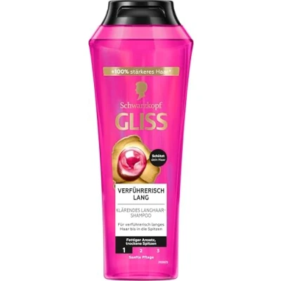 Imagen de Gliss Kur champú largo seductor (250 ml), para el cabello que repara longitudes de dañadas, cuidado nutre las puntas secas y libera raíces grasas