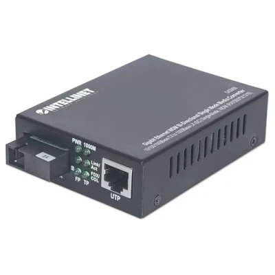 Imagen de Intellinet 545068 1000mbit/s Single mode Negro Convertidor De Medio Red