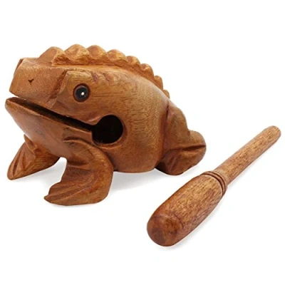 Imagen de Aussel Guiro rana que croa de madera con martillo, Instrumento musical sonido bloque, Feria Instrumentos percusión Comercio (8.8CM)