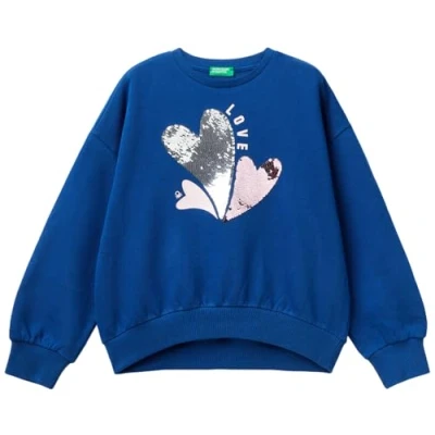 Imagen de United Colors of Benetton WITH Sequins Sudadera para niños, Talla: 11 12y, Blue