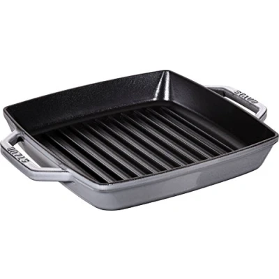Imagen de Polvo 40511 729 0 Sartén de grill, rectangular con dos asas, 23 cm, hierro fundido, Gris