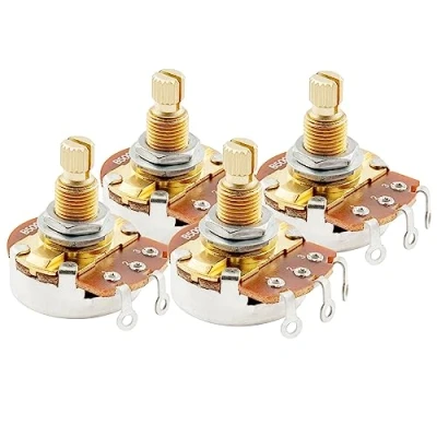 Imagen de Musiclily Pro Eje de Latón Corto Métrico B500K Potenciómetros Lineal Split Shaft Poti para Guitarra Eléctrica Bajo (Set 4)