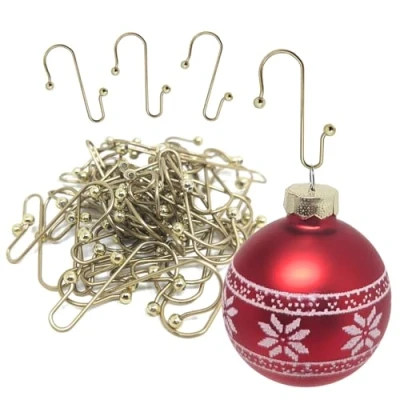Imagen de com four® 50x Gancho para Decoraciones de árboles Navidad Doble decoración Colgante Deco