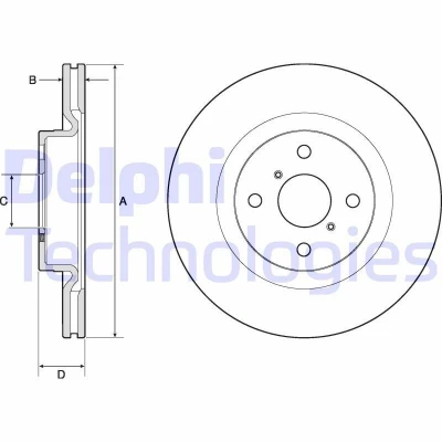 Imagen de DELPHI BG4762C Disco de freno 280 22 4 ventilado revestido sin procesar cojinete rueda, anillo sensor ABS TOYOTA: Yaris III Hatchback
