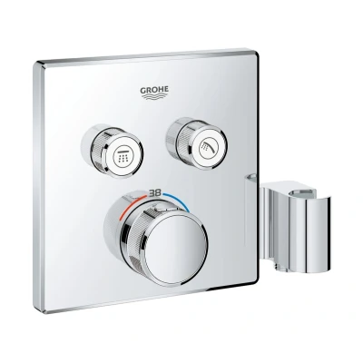 Imagen de Grohe Grohtherm SmartControl Termostato para ducha y baño con soporte, dos válvulas pieza de empalme integrada, Cromo (29125000)