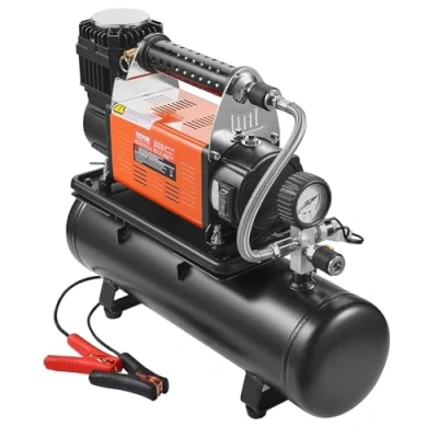 Imagen de VEVOR Compresor de Aire Alta Resistencia 12 V con Kit Tanque 6 L, 6,35 CFM, 150 PSI Inflador Neumáticos Manómetro Digital para Camiones, Automóviles, SUV, 483 x 390 mm