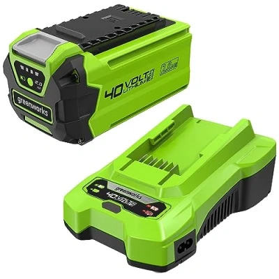 Imagen de Greenworks Kit Batería 40V y Cargador Universal de Iones Litio 2Ah 2A, Compatible con la Gama Herramientas Eléctricas Jardinería GSK40B2