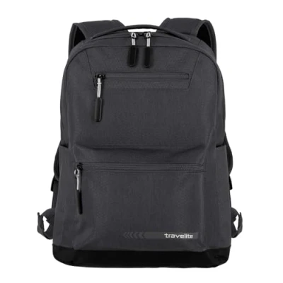 Imagen de travelite La Mochila para equipaje de mano talla M cumple con las dimensiones del cabina IATA, serie KICK OFF vacaciones y deporte, Gris (D&#039;anthrazit), (40 cm/17 Litros)