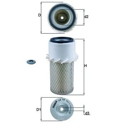Imagen de MAHLE ORIGINAL LX 13 Filtro de aire 184,3 106,0, 83 Cartucho filtrante