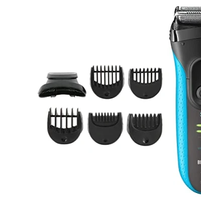 Imagen de cabezal de Afeitado para Braun Serie 3, recortadora barba y 5 peines compatible con afeitadora eléctrica Series color negro