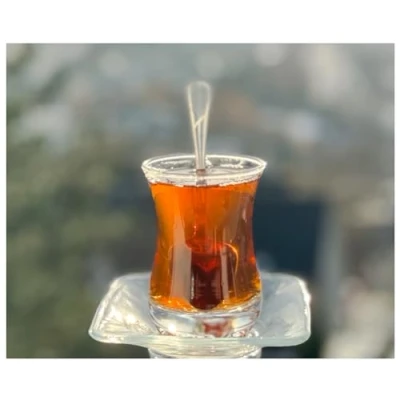 Imagen de Topkapi Juego de té Turco 18 Piezas Ebru Sultan, 6 Vasos té, Posavasos, cucharaditas, Completo