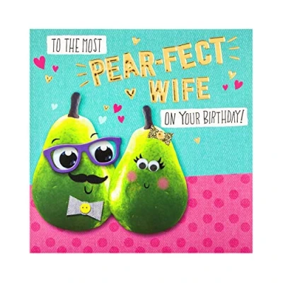 Imagen de Hallmark Tarjeta de cumpleaños para esposa, divertido diseño en relieve