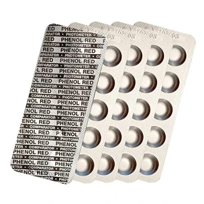 Imagen de harren24 Pastillas de prueba para fotómetros DPD 1 Cloro, DPD3, DPD4 Oxígeno Activo, Alcalinidad M, CYA, Rojo Fenol Valor en pH Comprobador agua piscina 50/100/250/500x (Phenol Red / 50x)