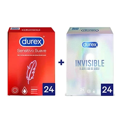 Imagen de Durex Preservativos Invisible Ultra Finso Extra Sensitivos, 24 condones + Real Feel, Sin Látex