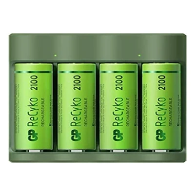 Imagen de GP Batteries 130B421USB210AAC4 Basic Line 4X ReCyko Cargador de Celdas Redondas (Incluye Pilas NiMH Micro AAA)