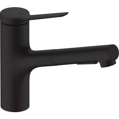 Imagen de hansgrohe Zesis M33, grifo de cocina con ducha extraíble, 2 tipos chorro, mezclador monomando 150 mm, fregadero caño giratorio, negro mate