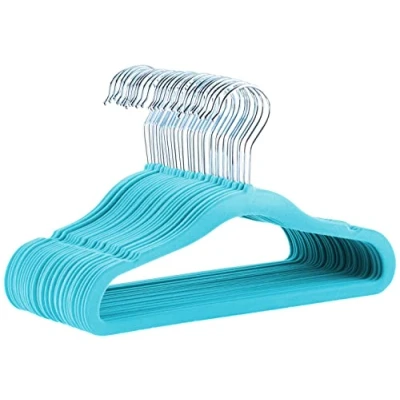 Imagen de Amazon Basics Perchas de terciopelo antideslizante para niños y bebés, 29,46 cm, paquete 30, Azul
