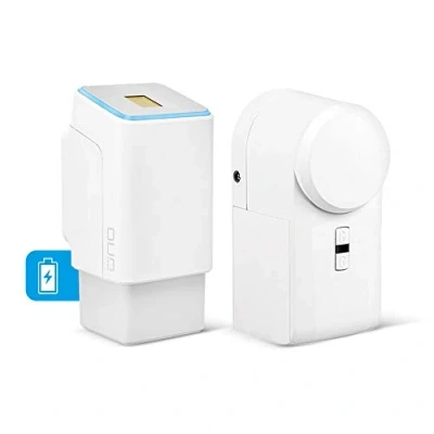 Imagen de EKEY UNO 200004 Lector de Huellas con batería Recargable y eqiva Bluetooth® Smart Accionamiento Cerradura, Set reequipamiento para Todas Las Puertas usuales, Blanco
