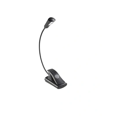 Imagen de K&amp;M 12242 Lámpara 2 LED FlexLight negra para atril conexión con pinza cuello de cisne flexible, brillo 800 Lux