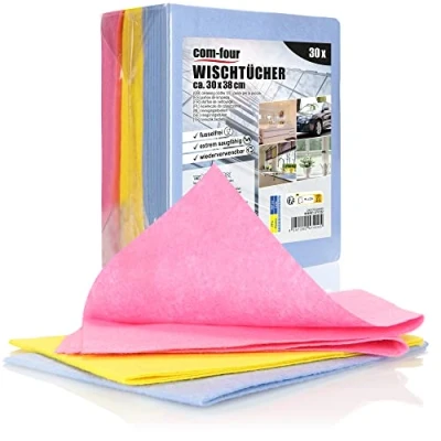 Imagen de com four® 30x Toallas domésticas, paños Extremadamente absorbentes y duraderas para Todo Uso, Reutilizables (30x38 30 Piezas 3 Colores)