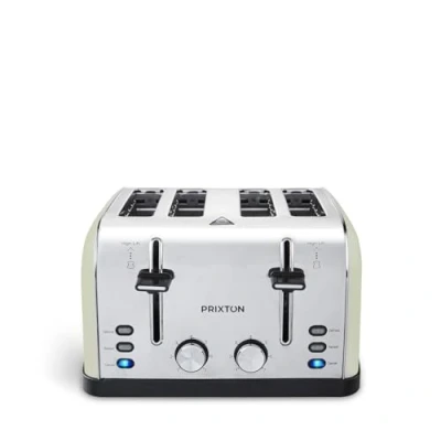 Imagen de PRIXTON Tostadora Bianca, Tostador con 4 Ranuras anchas, 7 Niveles de tostado, Potencia 1900 W, Diseñado en Acero inoxidable