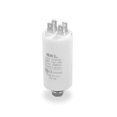 Imagen de DEKAROX condensador universal de 11 µF, 450 V, diámetro 30 x 57 mm, con 6,3 mm AMP, tornillo fijación M8 CBB60, arranque y funcionamiento para electrodomésticos